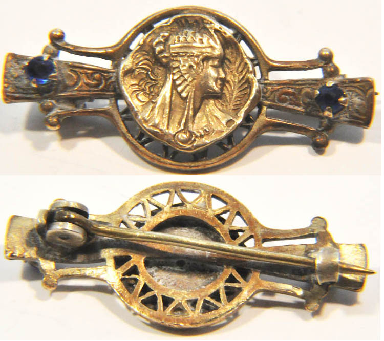 3 Antique Jewelry Victorian Rare Lapel Pins Egyptian, Bar & Stick Pin